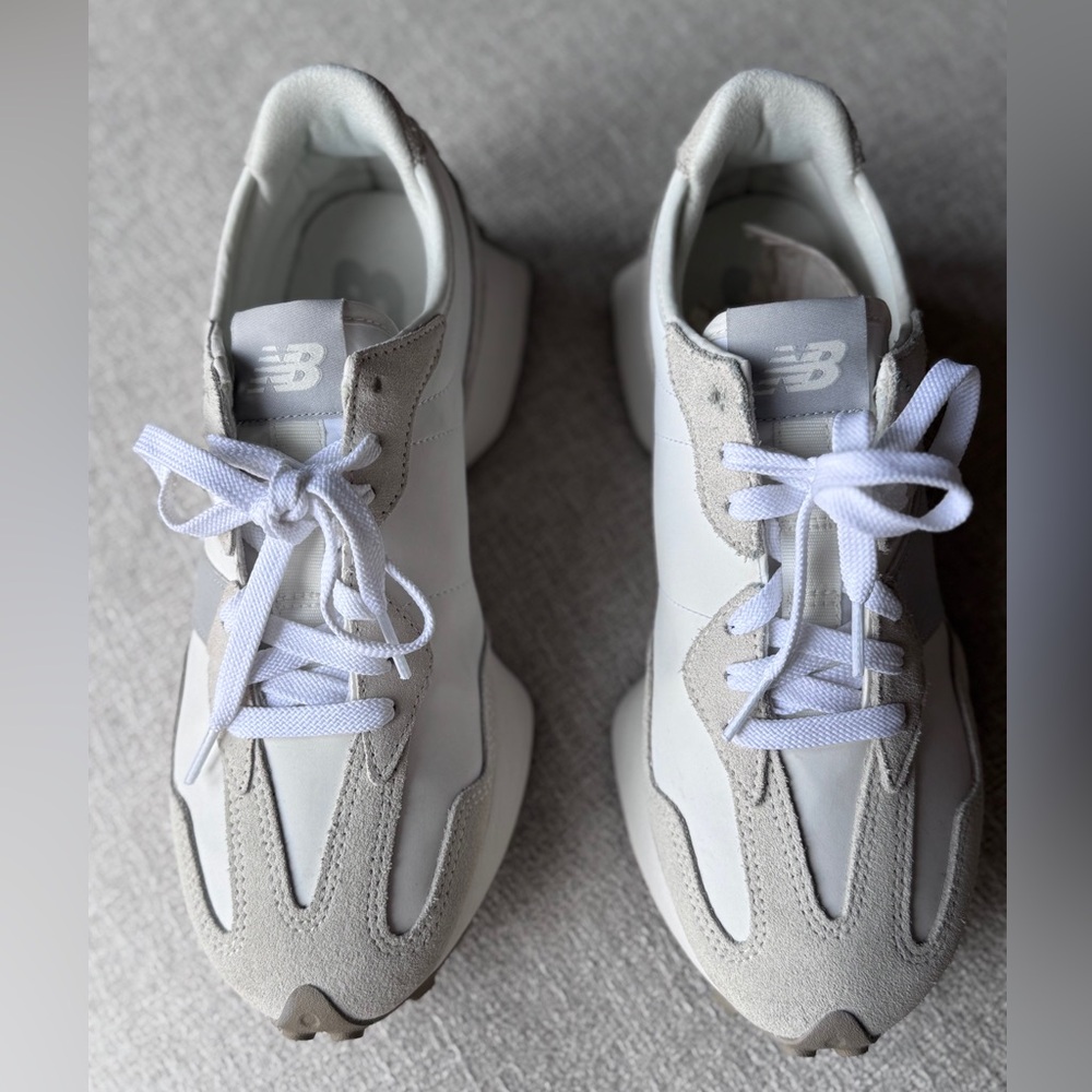New Balance Women's 327 Sneakers in White & Light Gray - Picture 3 of 5